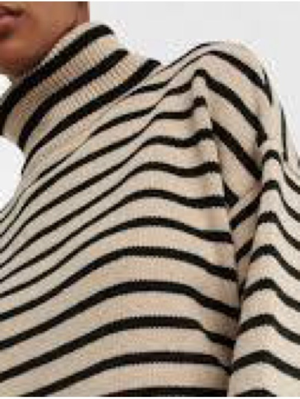 The Frankie Shop Black and Cream Striped Turtleneck